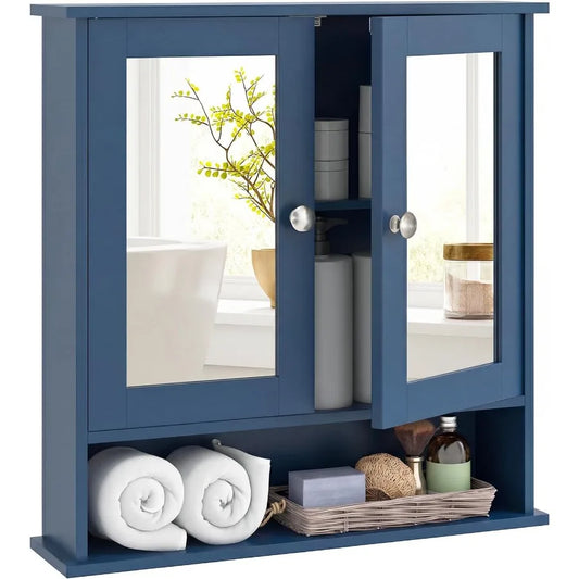 XIUWO Bathroom Medicine Cabinet With Mirror Wall Mounted