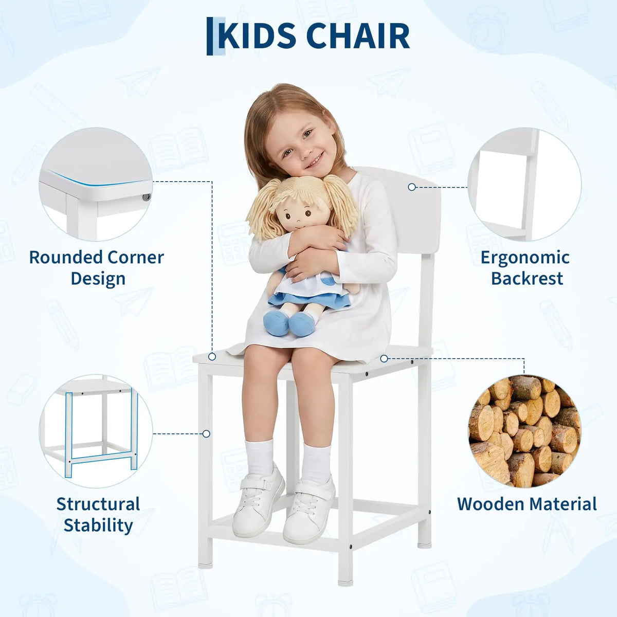 HiMISS Double Kids Desk And Chair Set With Hutch Storage