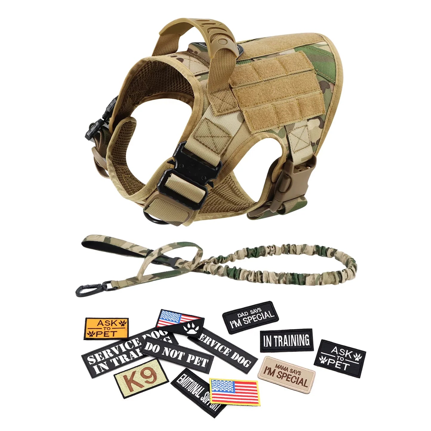 Padded Tactical Dog Harness Vest With Nylon Quick Release Buckle