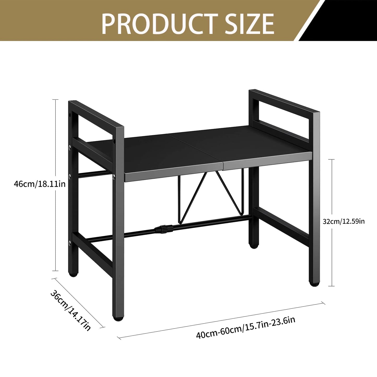 Expandable Metal Kitchen Storage Rack For Microwaves And Condiments