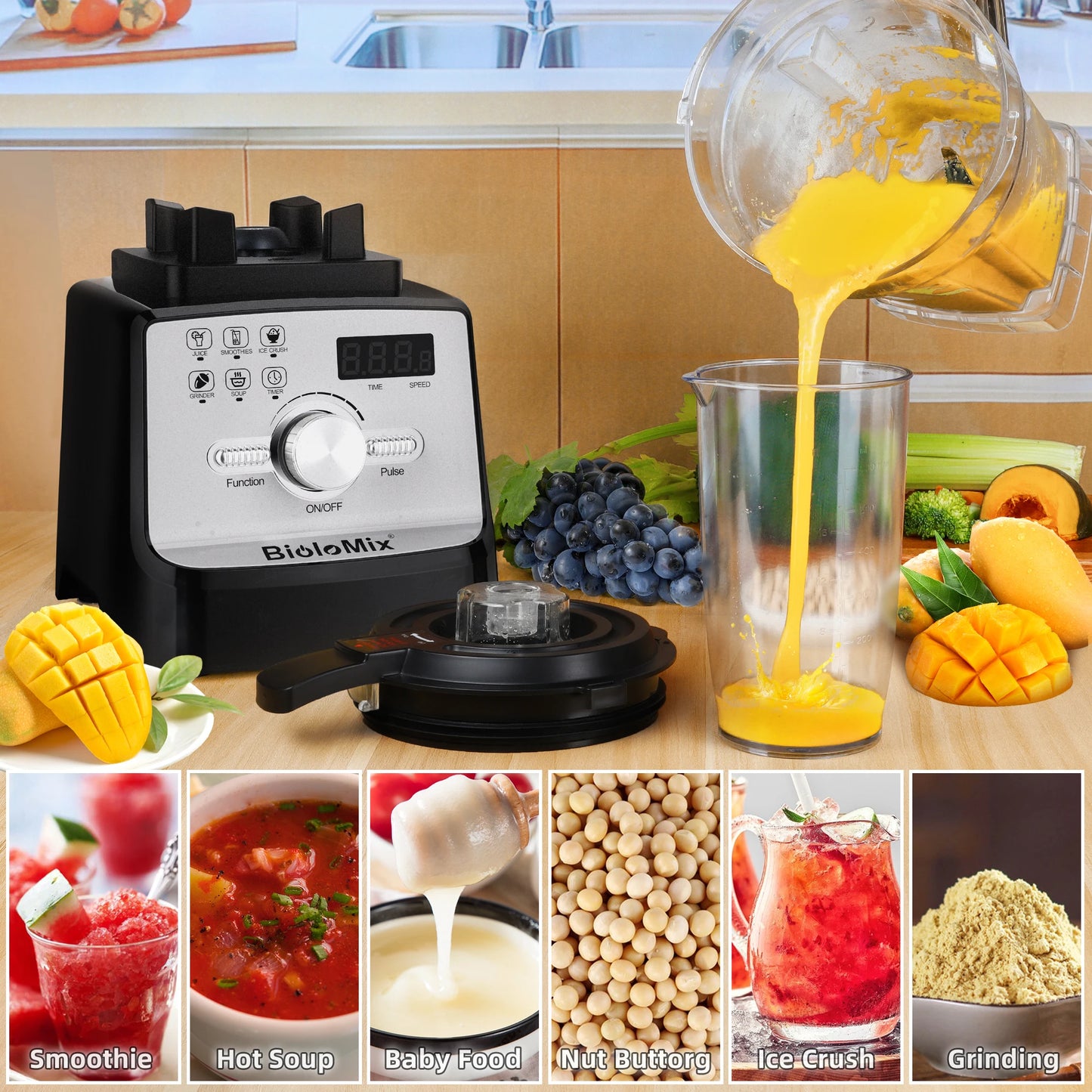Biolomix 2200W Professional Blender For Smoothies And Juices