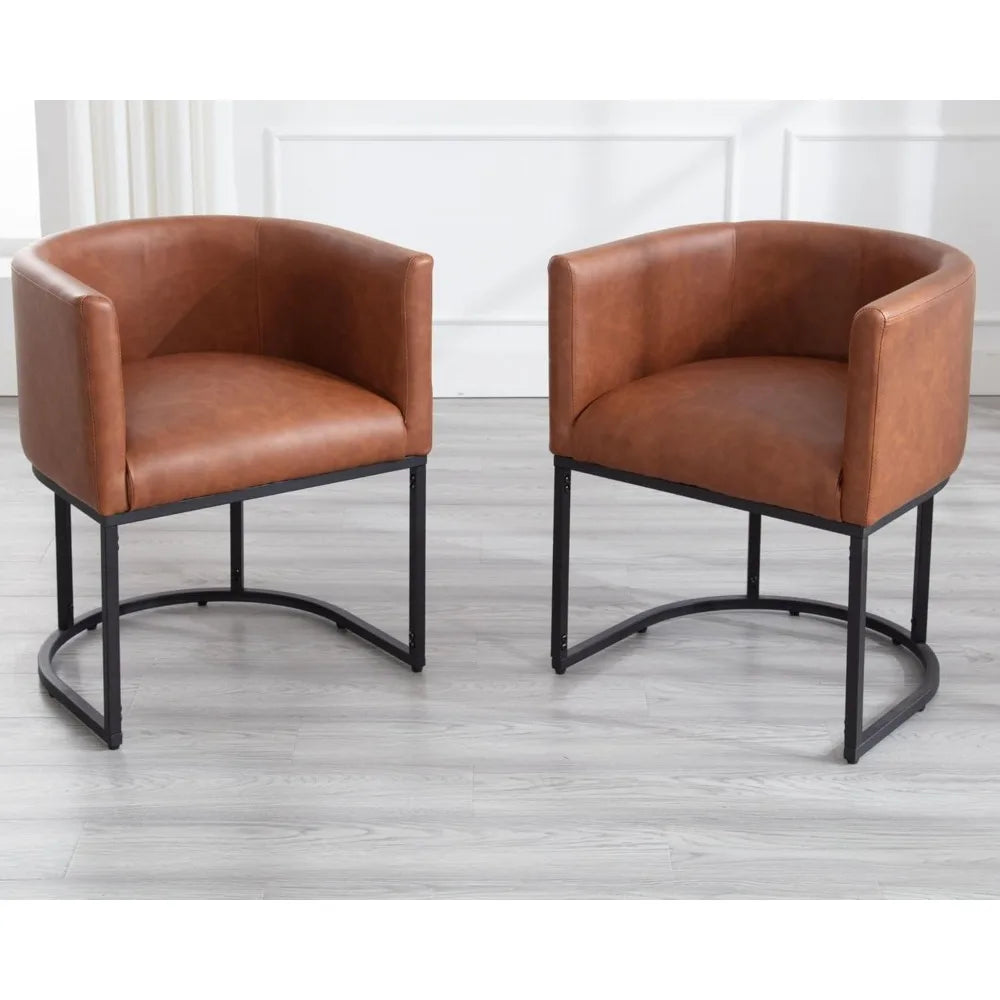 RBXC Faux Leather Upholstered Barrel Back Dining Chairs