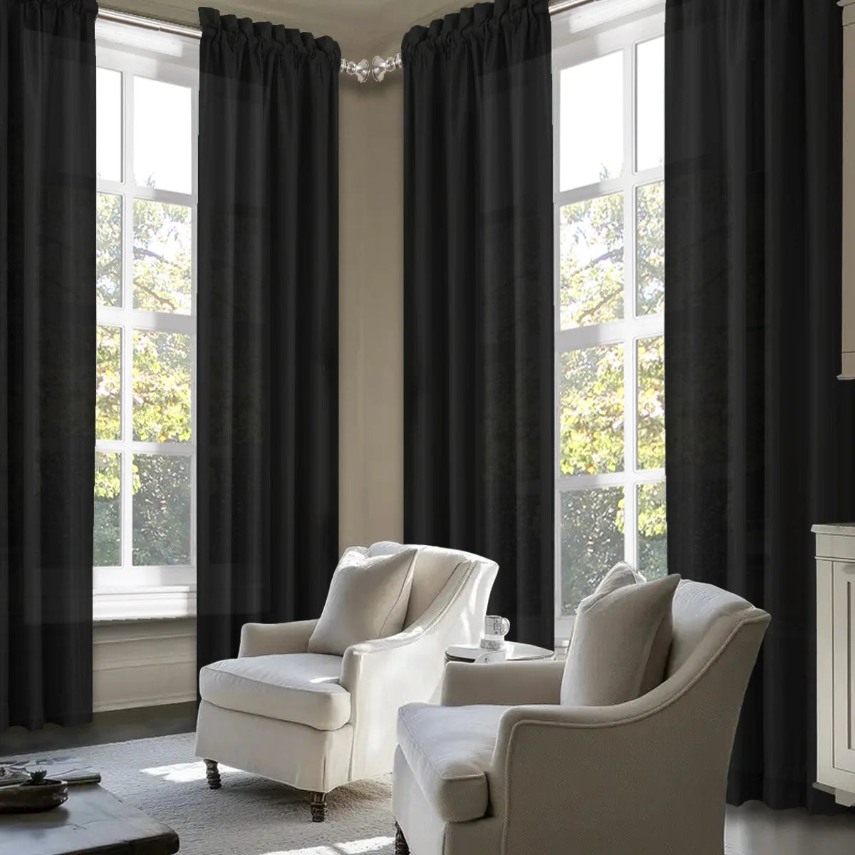 Sabalanica Light Filtering Polyester Curtains Rod Pocket Window Panel