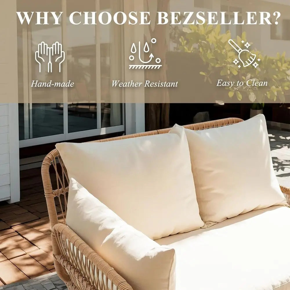 Weather Resistant Rattan Wicker Outdoor Conversation Sofa
