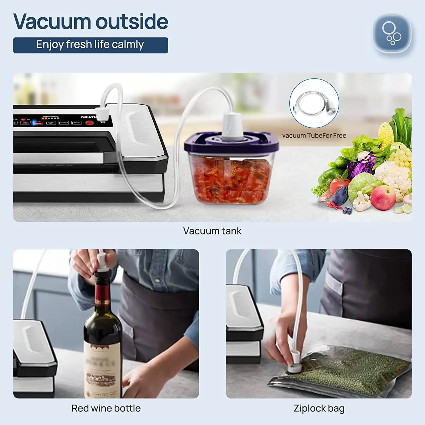 Vakumar VH5186 Vacuum Sealer Machine Includes 2 Vacuum Bag Rolls