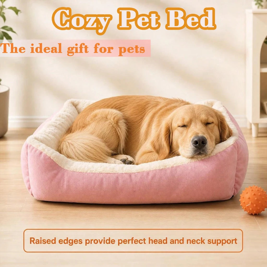 Warm Plush Orthopedic Pet Bed With Raised Edges For Pets