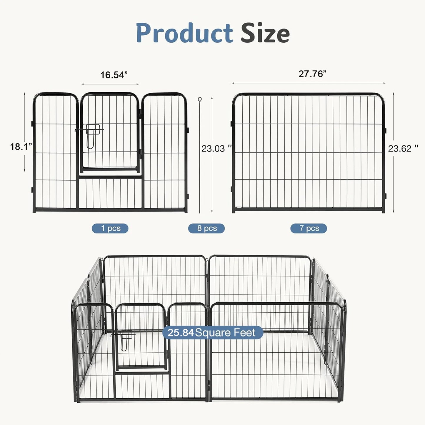 Jhk Sturdy Metal Dog Playpen For Secure Indoor Outdoor Use