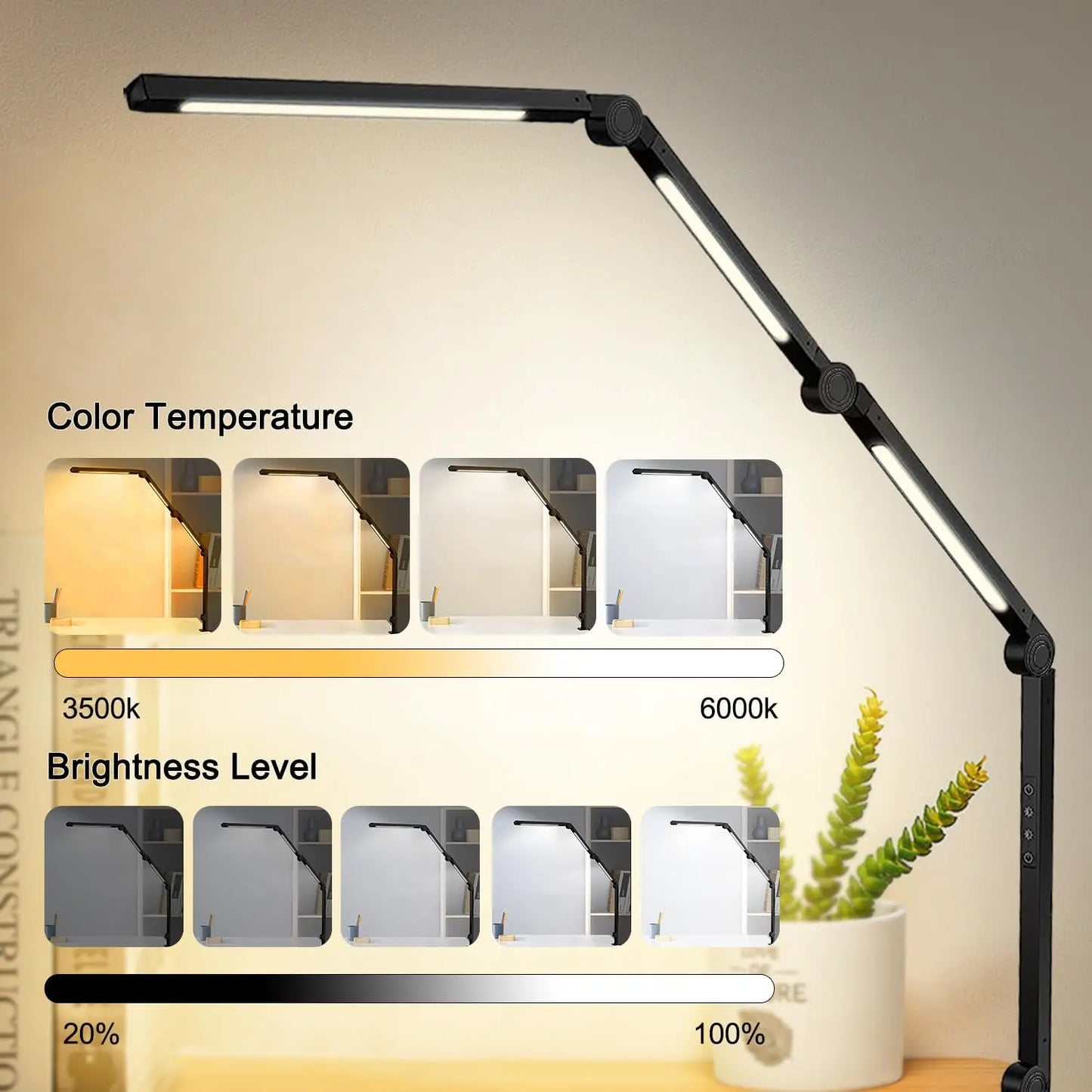 Modern LED Desk Lamp With Clamp Flexible Swing Arm