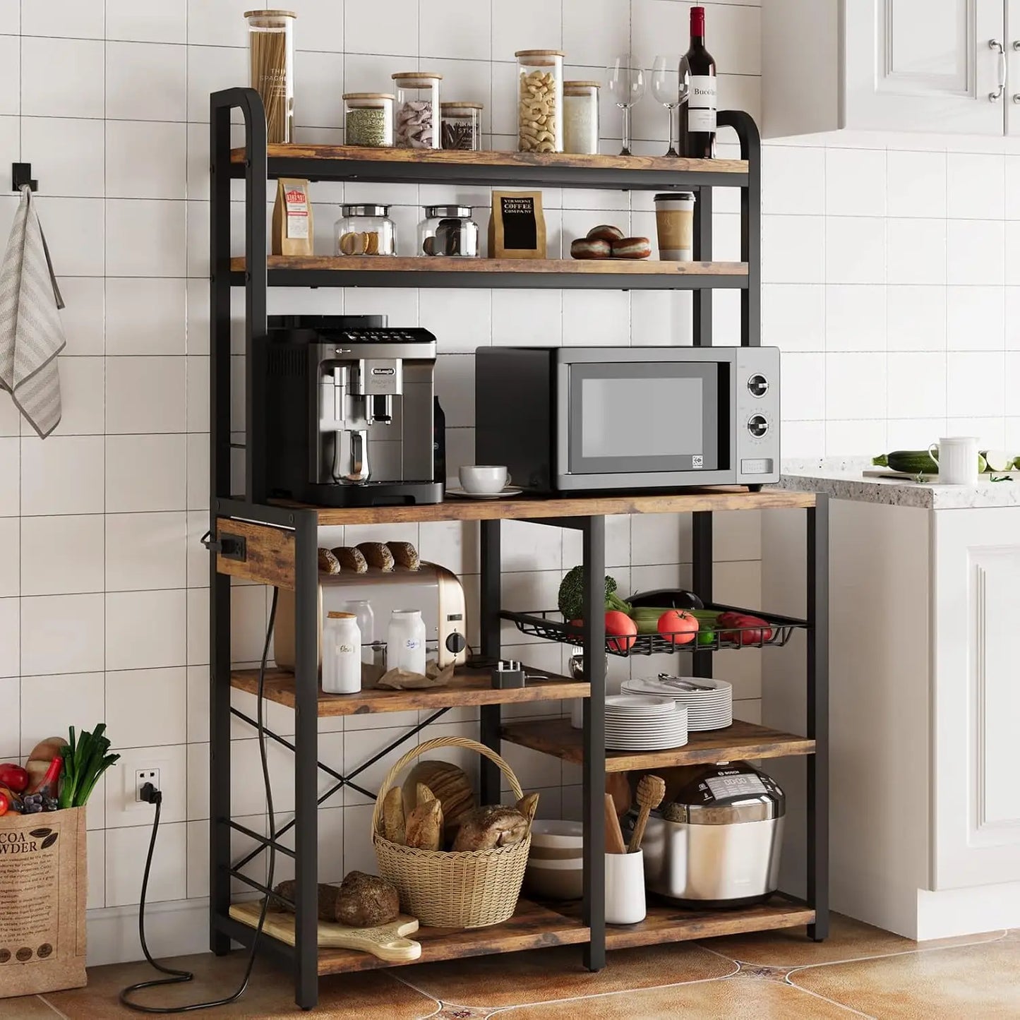 Twister CK Five Tier Kitchen Baker Rack With Power Outlet