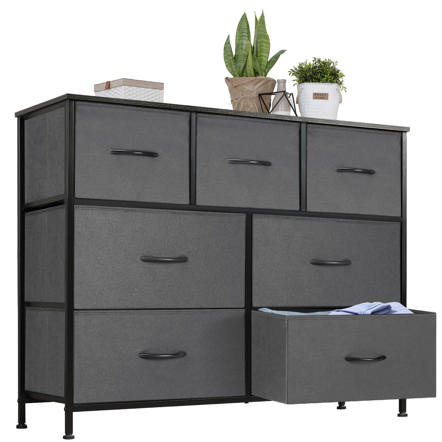 JHK Dresser With 7 Fabric Drawers Organizer Storage