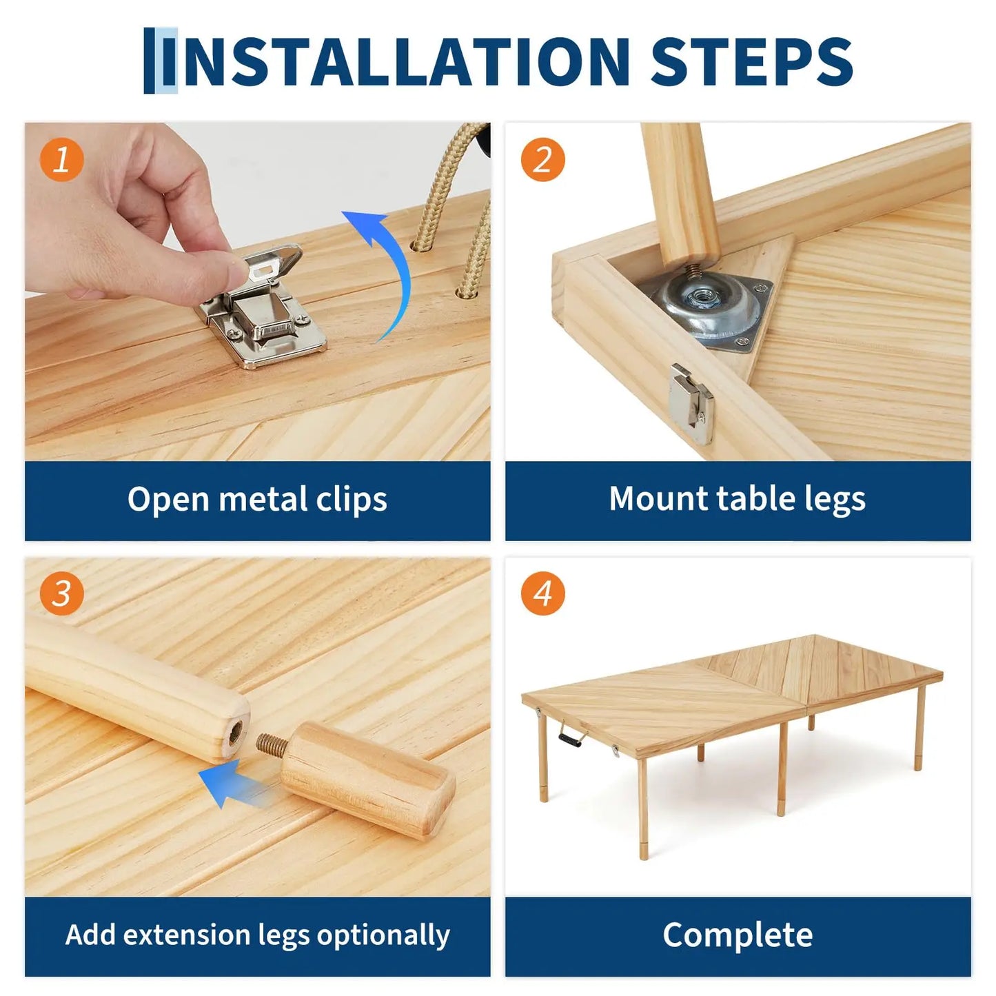 HiMISS Solid Wood Folding Picnic Table For Outdoor Camping