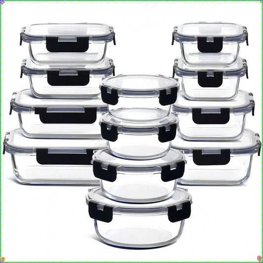 Glass Food Storage Containers With Lids Set Airtight Leakproof