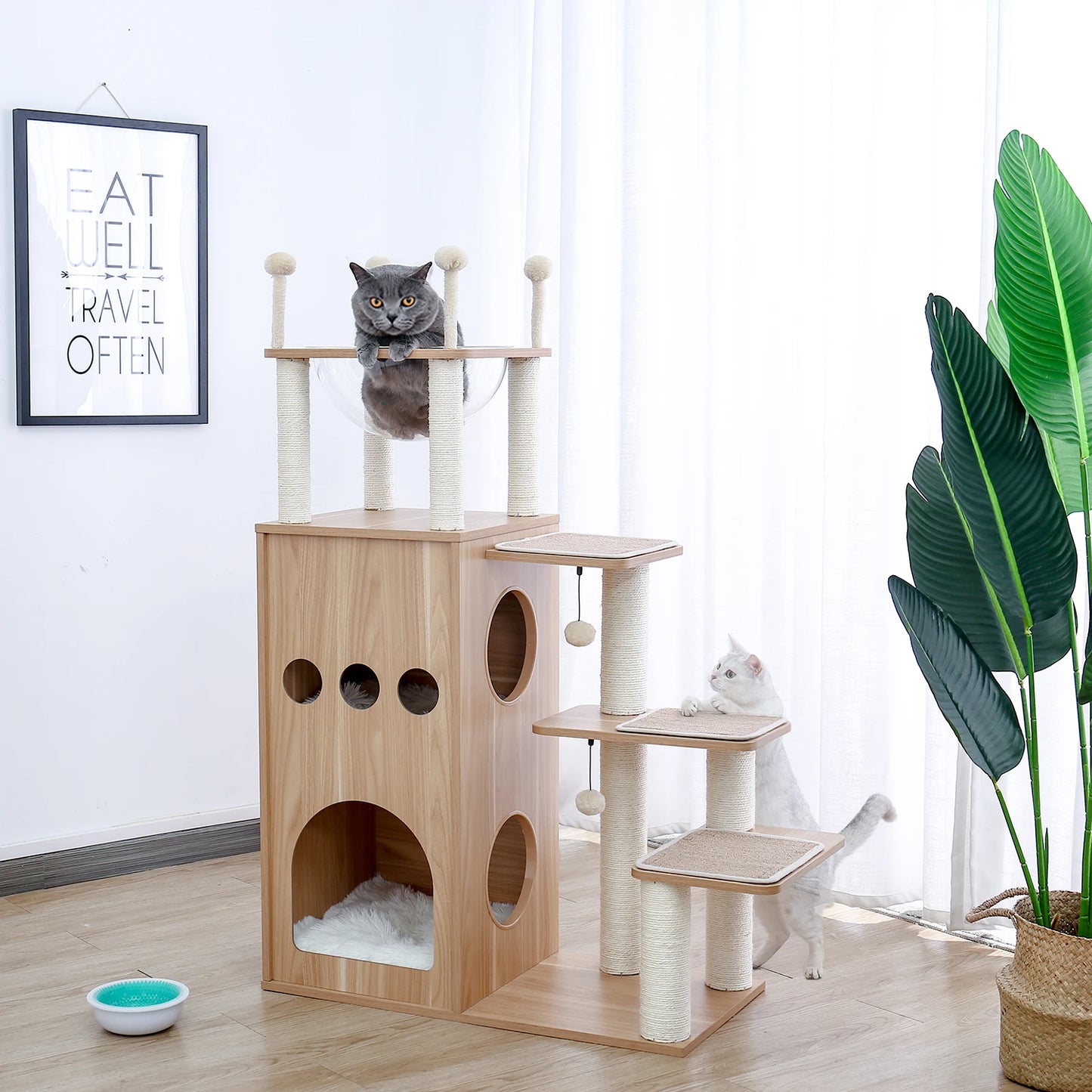 PAWZ Ro Multi Level Cat Tree Indoor Wood Tower Deluxe