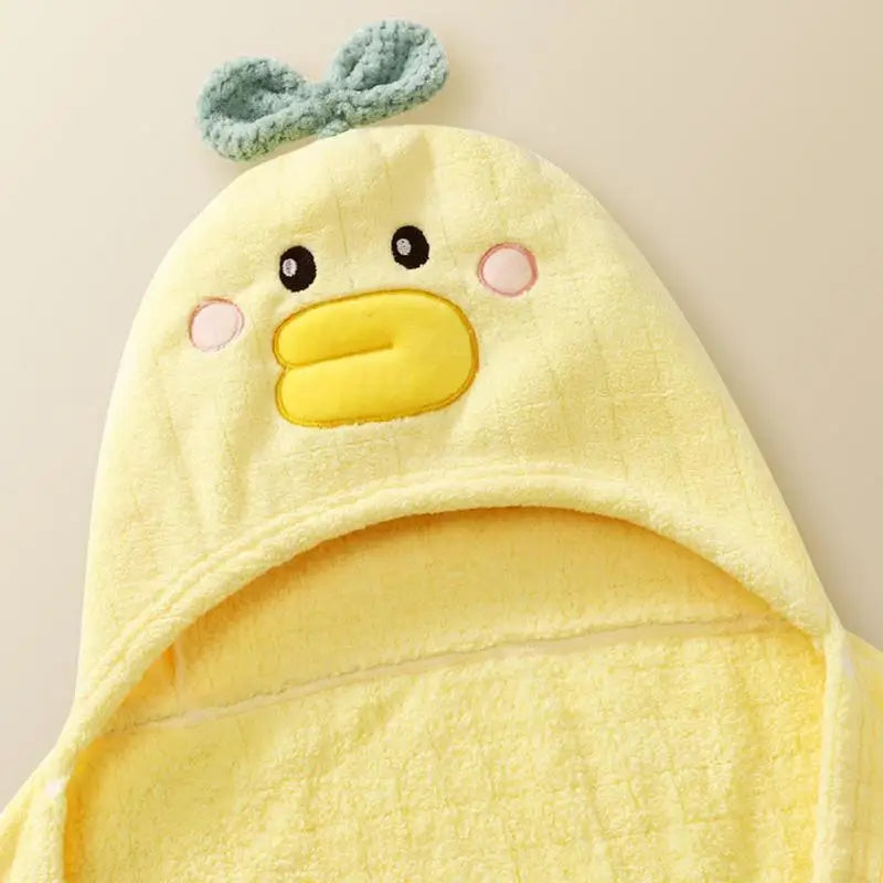Absorbent Kids Hooded Bath Towel With Secure Snap Closure