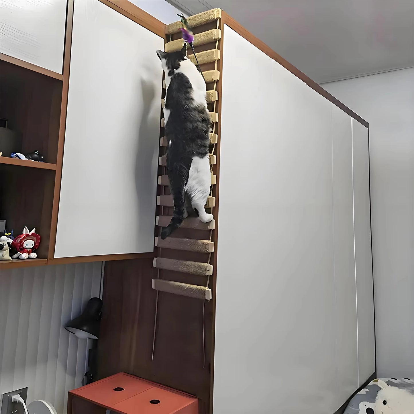 Premium Wooden Sisal Cat Bridge And Scratching Ladder