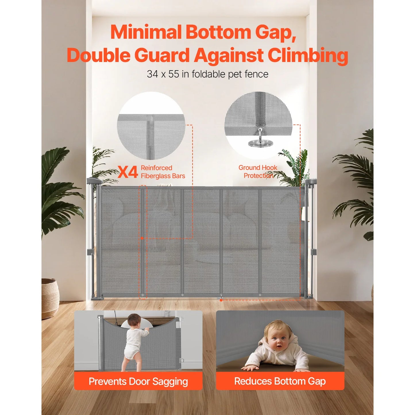 SucceBuy Retractable Mesh Baby And Pet Security Gate