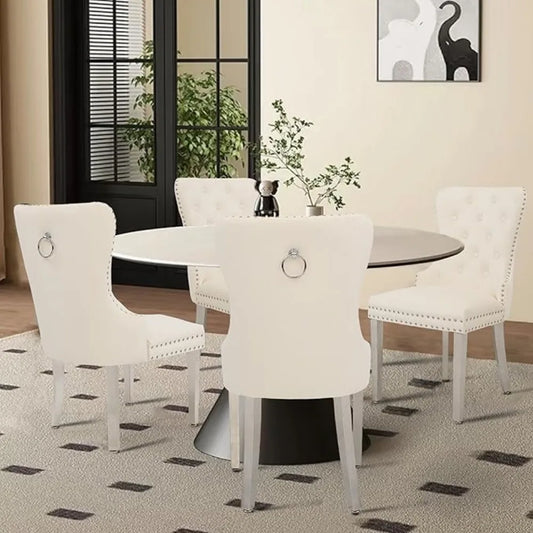 Velvet Tufted Dining Chairs With Stainless Steel Legs