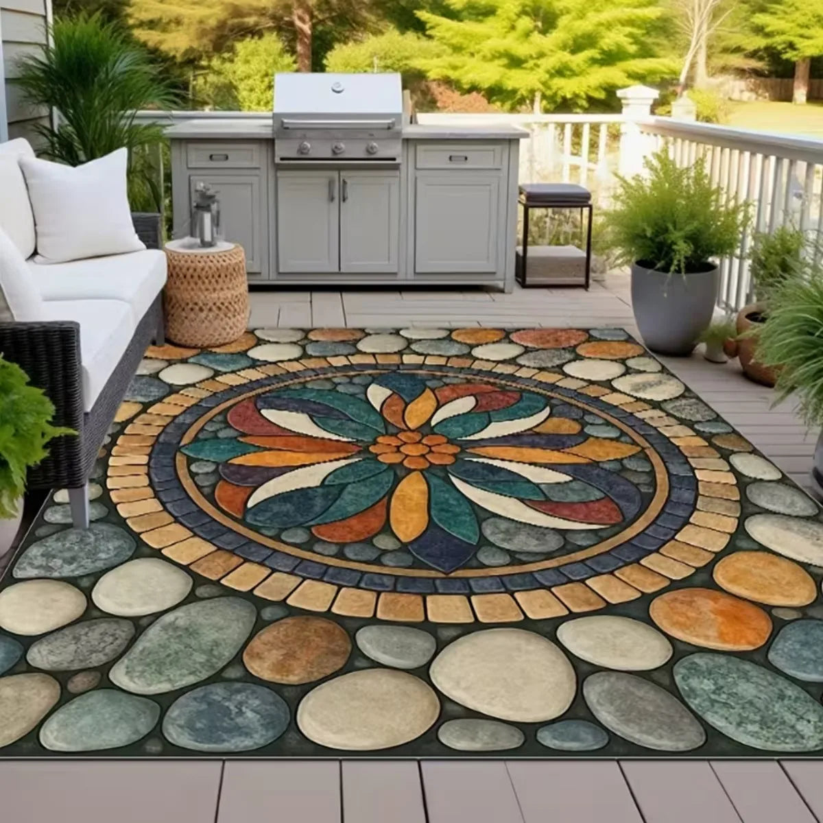 Modern Polyester Area Rug With Non Slip Backing For Home