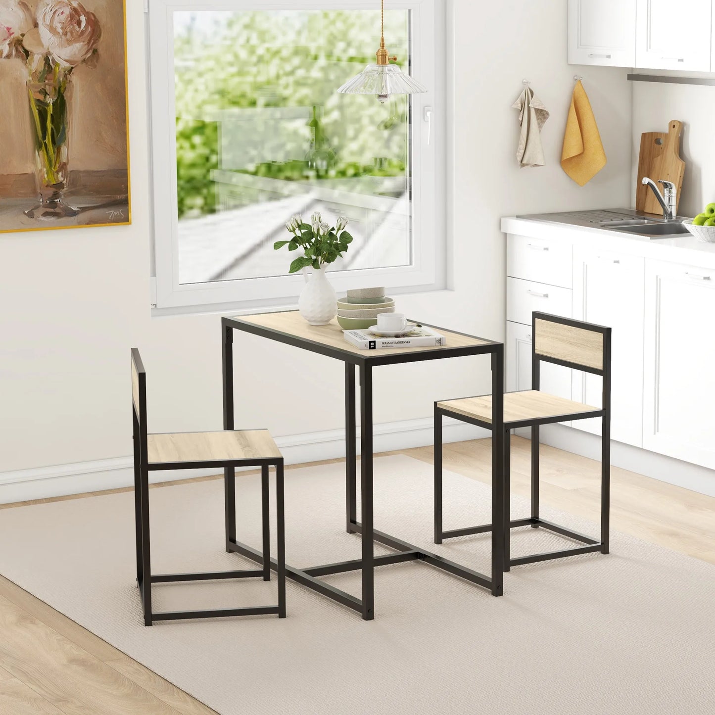 HOMCOM Compact Modern Dining Table Set For Small Spaces