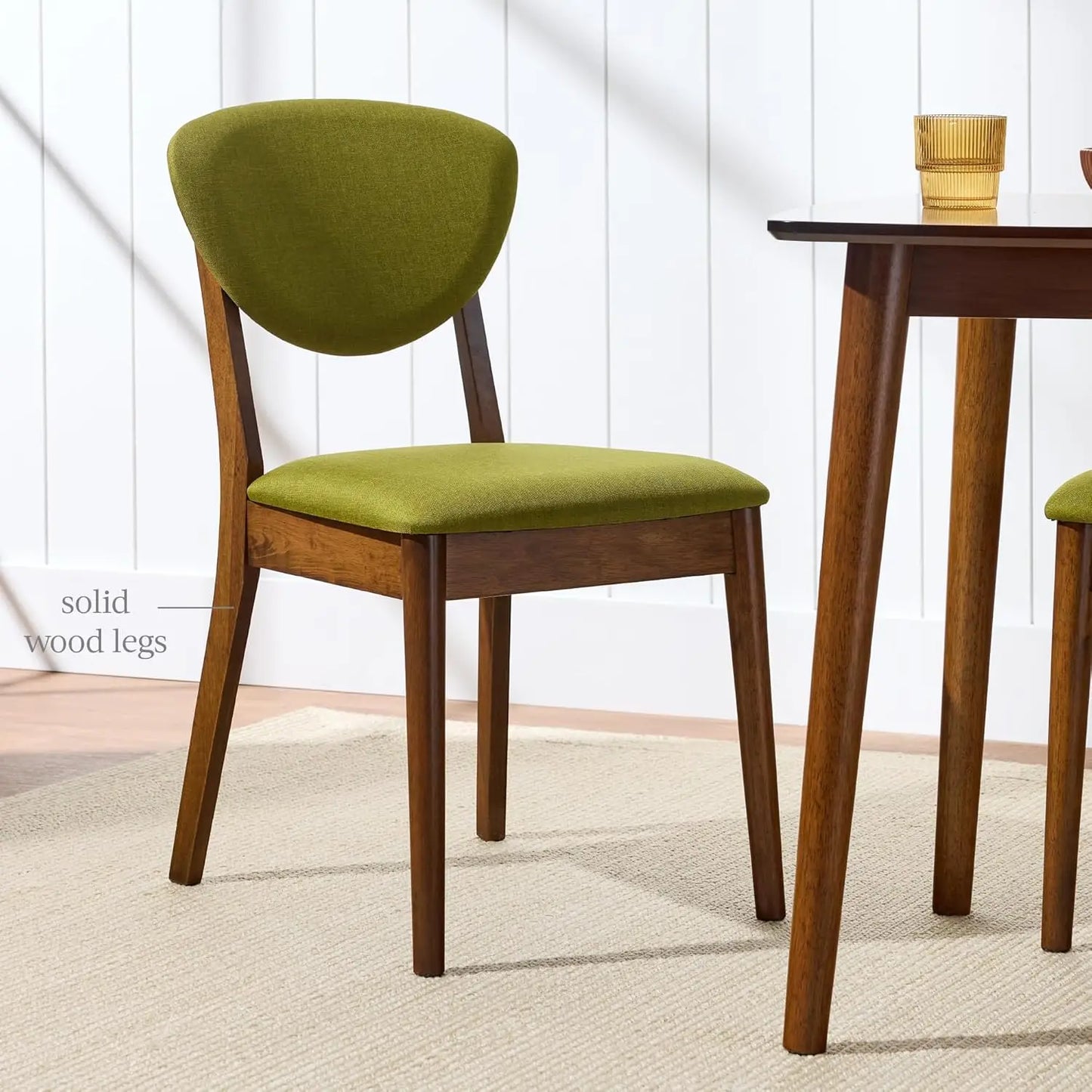 Dining Chairs Set of 2 Mid Century Modern Upholstered Wood