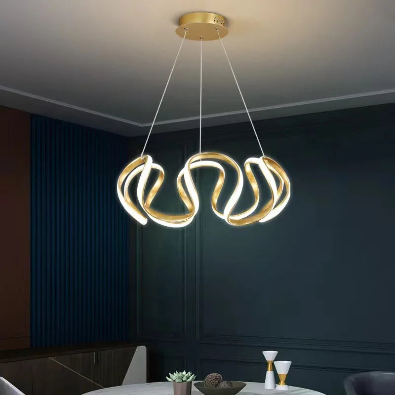 Vetrulus Polished Chrome Nordic Twisted LED Pendant Light Chandelier