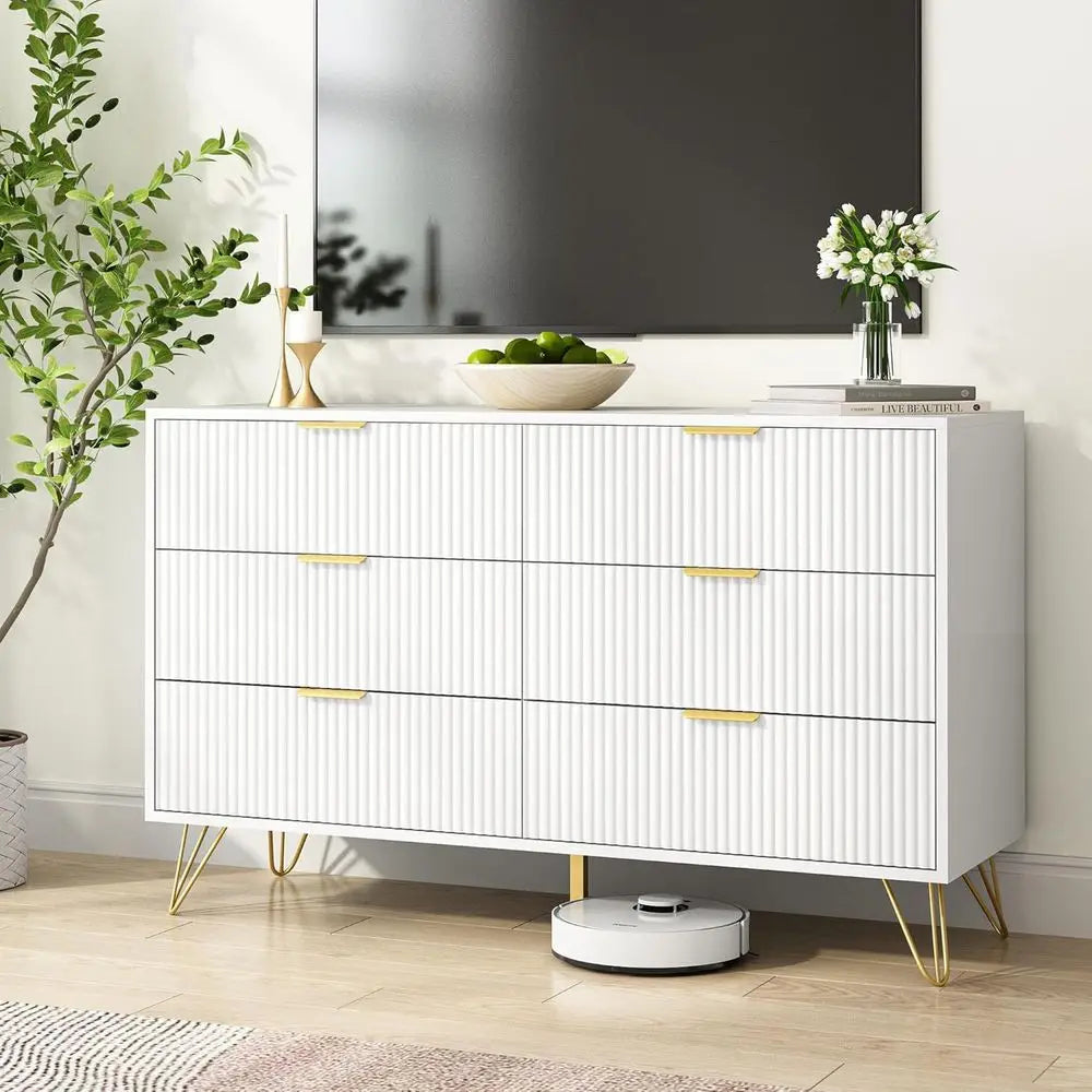 6-Drawer Wooden Dresser For Bedroom And Living Spaces