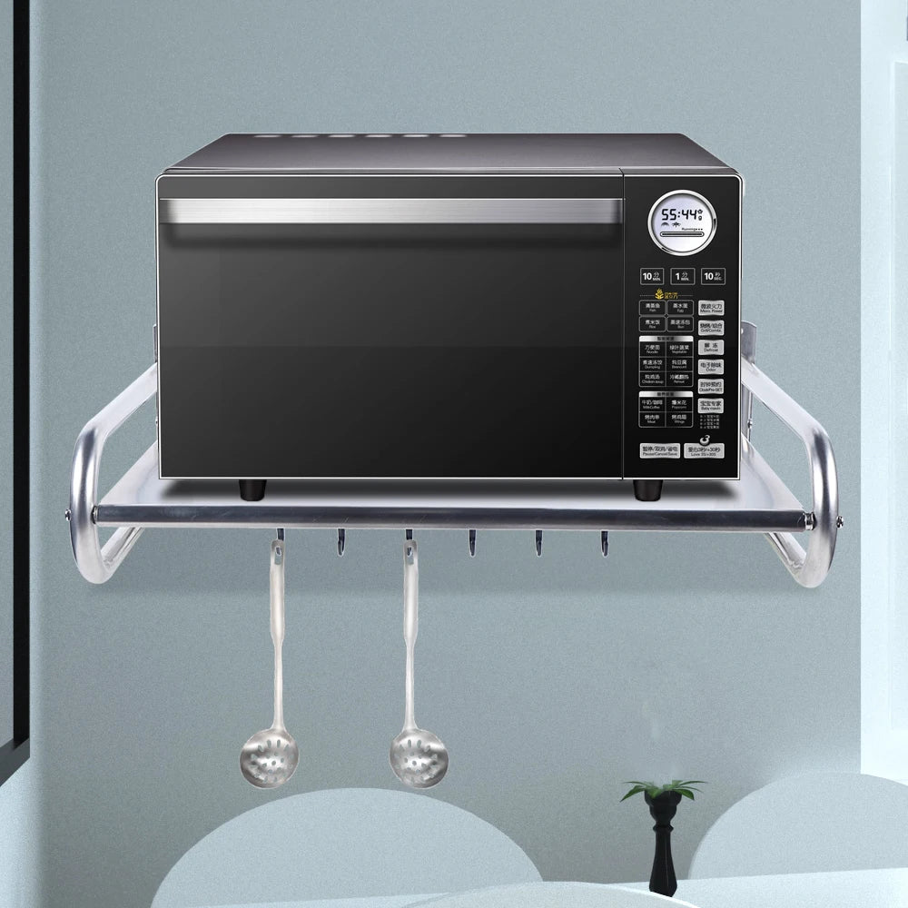 Stainless Steel Wall Mounted Microwave Oven Rack Kitchen Shelf