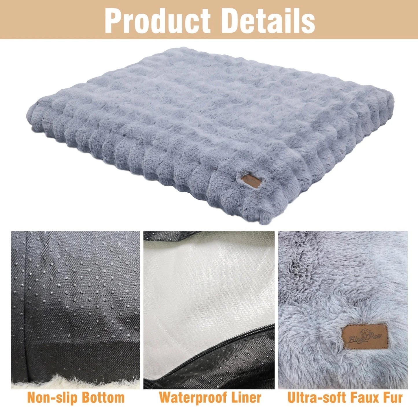 Bingopaw Plush Dog Bed With Thick Foam Base Removable Cover