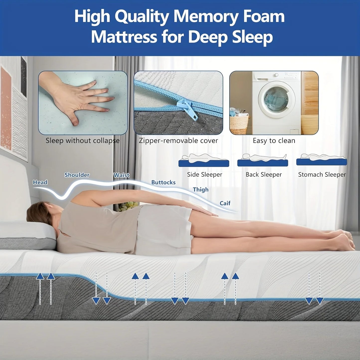 Hcore Extra Firm Memory Foam Mattress Dual Sided Reversible