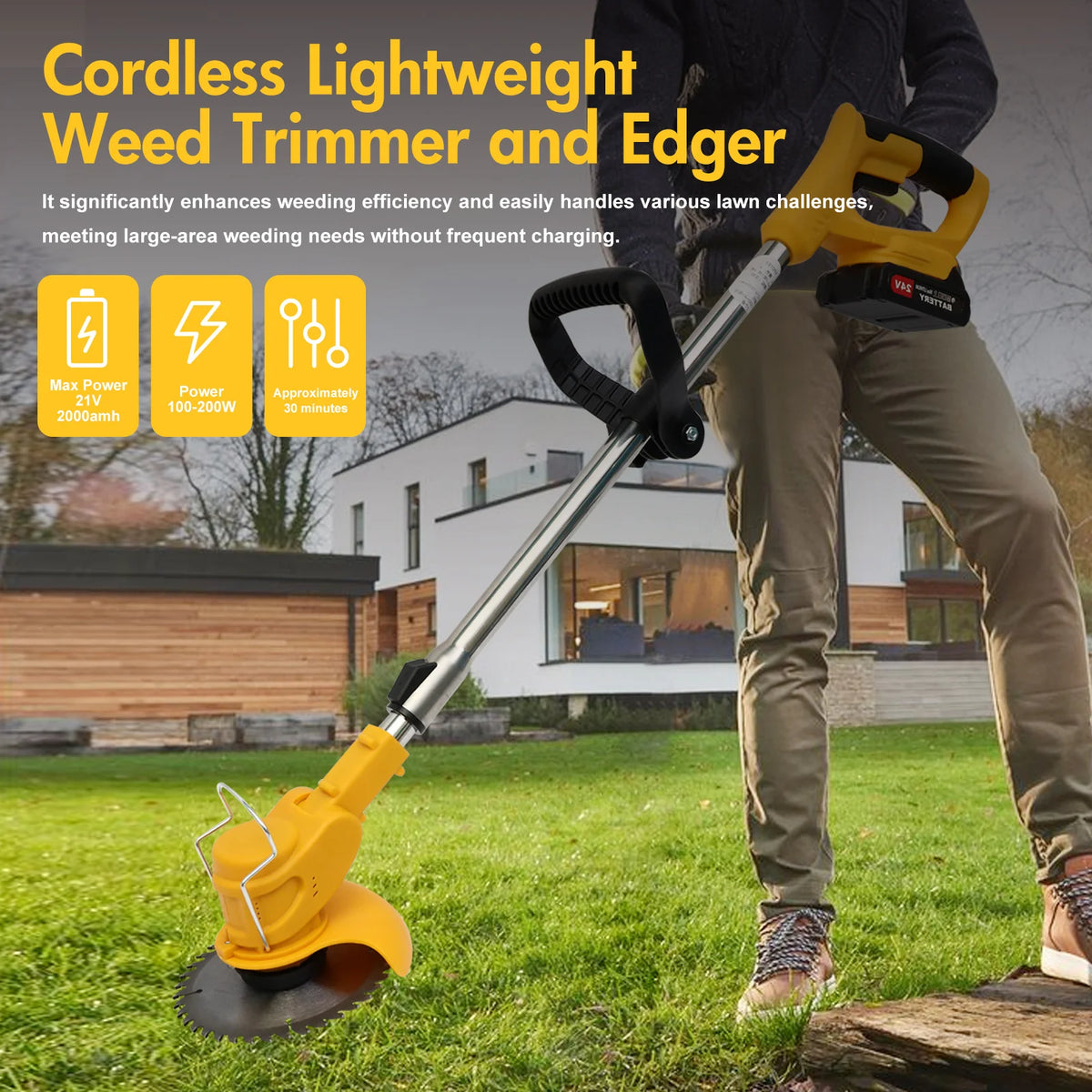Cordless Electric 3 In 1 Grass Trimmer Lawn Mower Edger