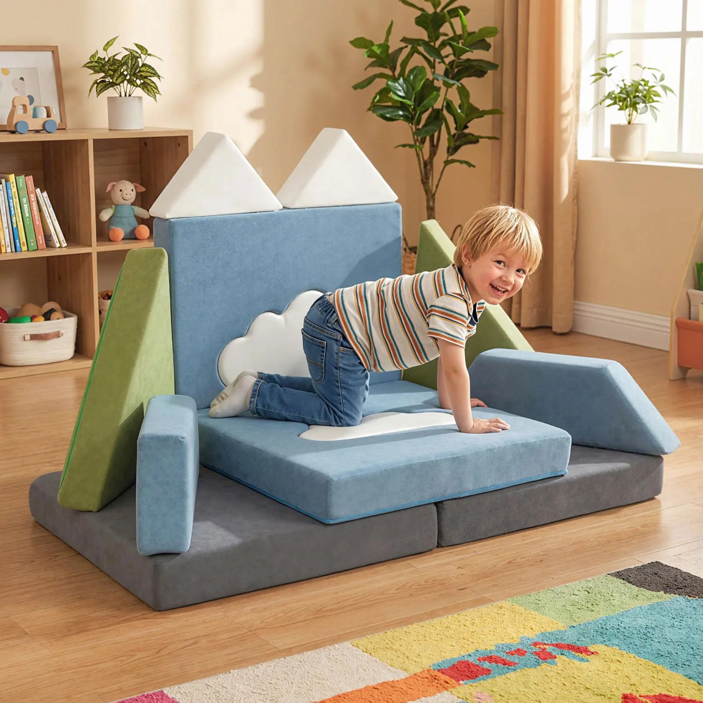 HOMASIS Modular Kids Play Couch Set Snow Mountain Theme