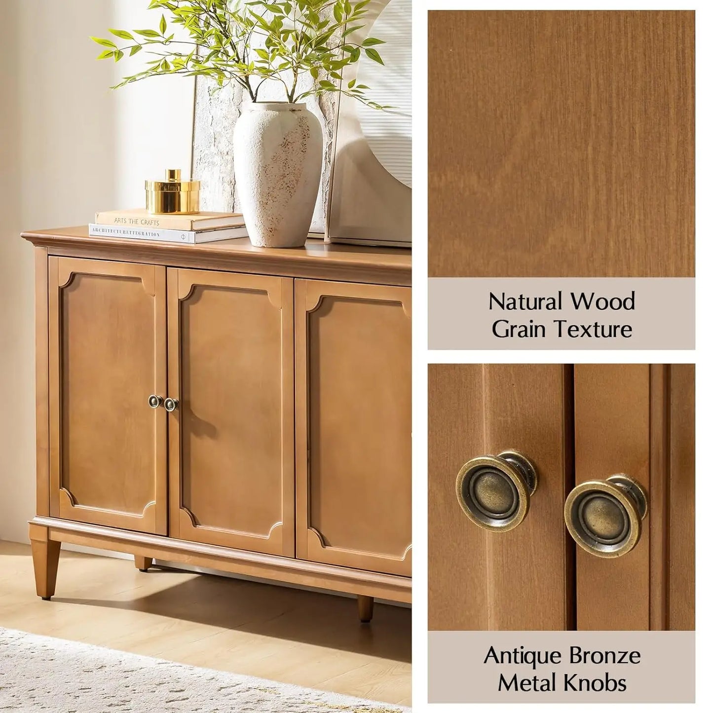 Mid-Century Modern Sideboard Cabinet With Four-Door Storage
