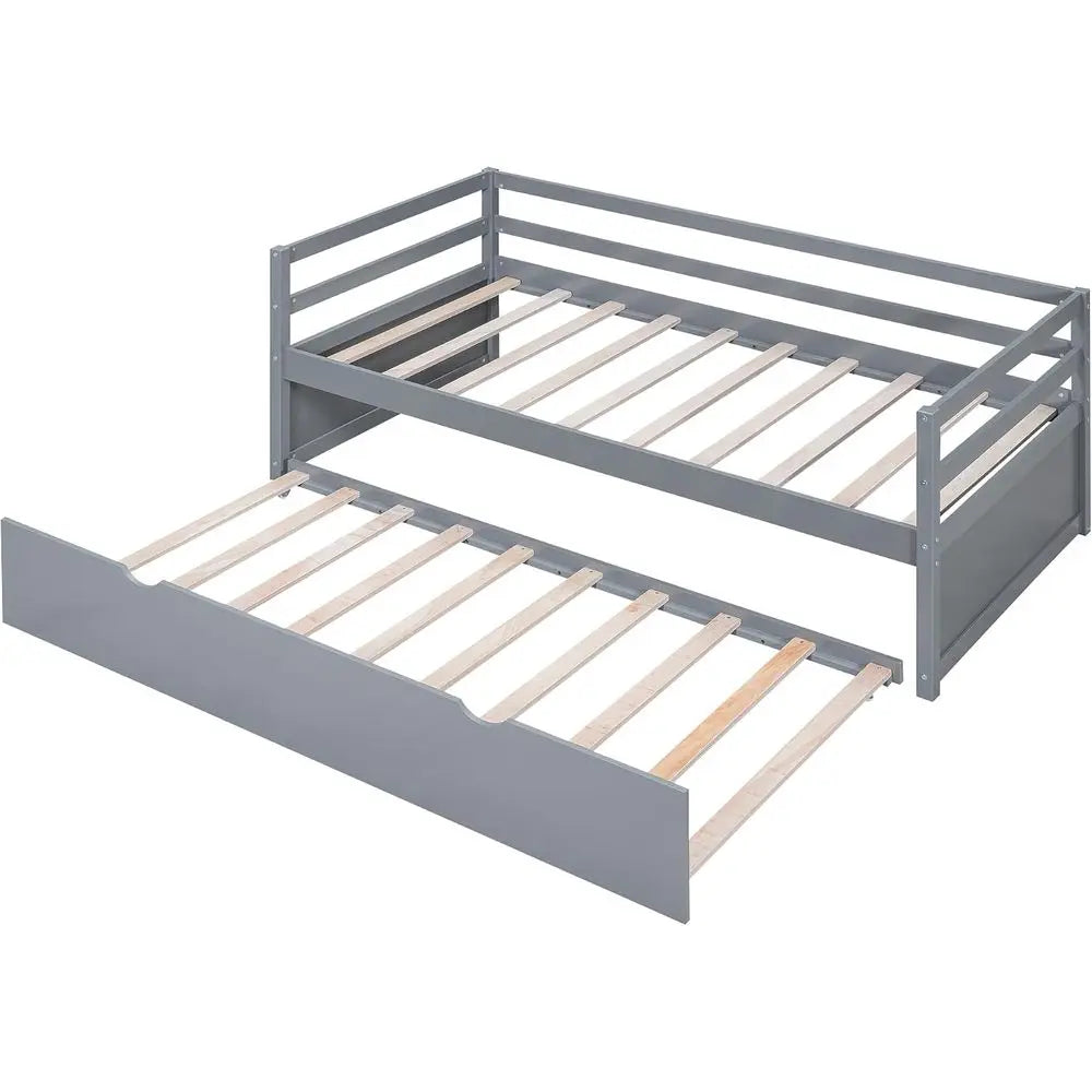 Modern Solid Wood Daybed Platform With Easy Trundle