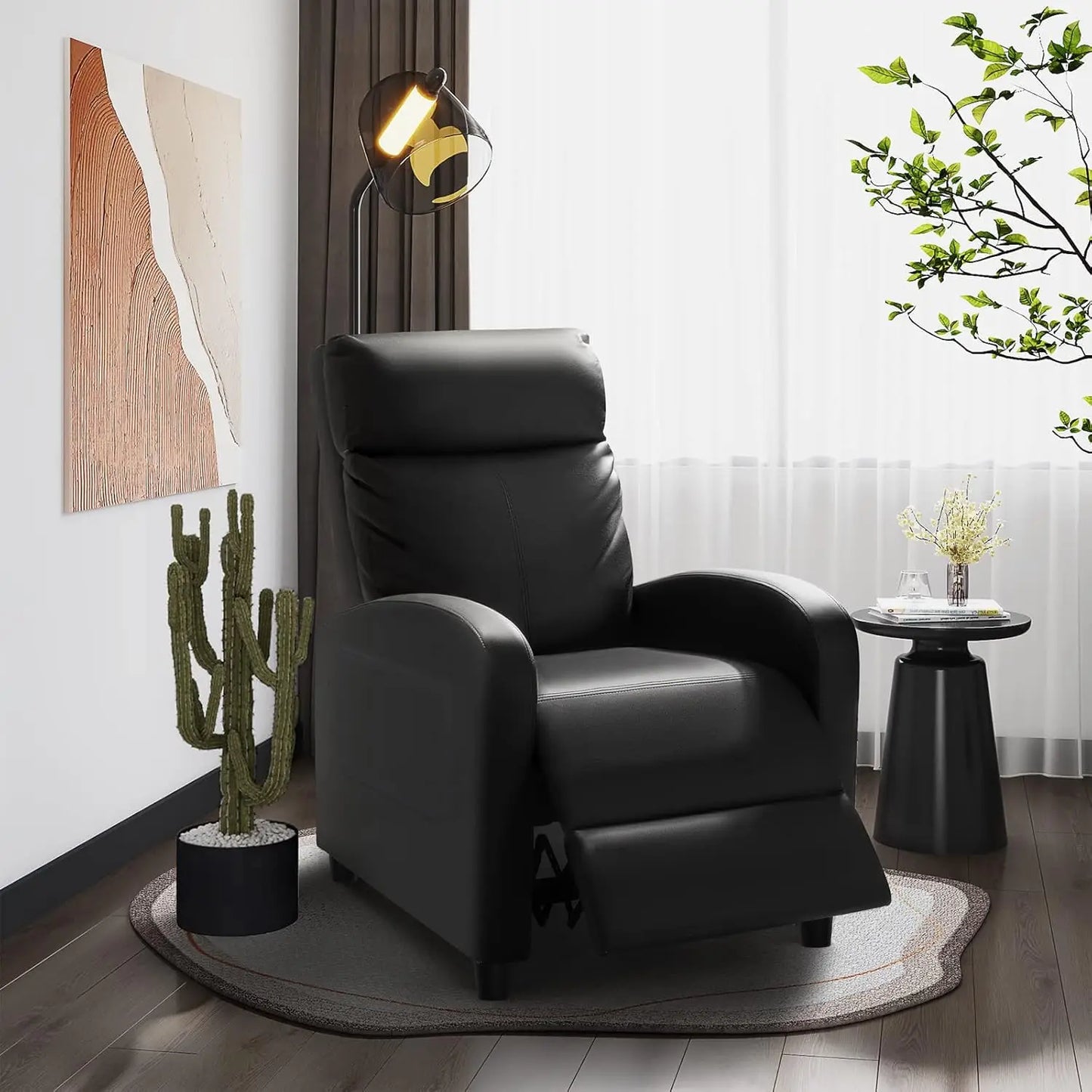 PU Leather Recliner Chair With Lumbar Support For Home Theater