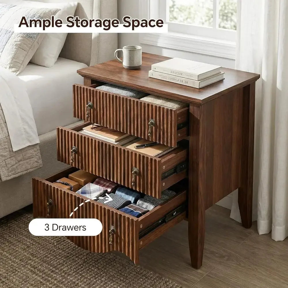 Set Of 2 Rustic Nightstands With Charging Station And Outlet