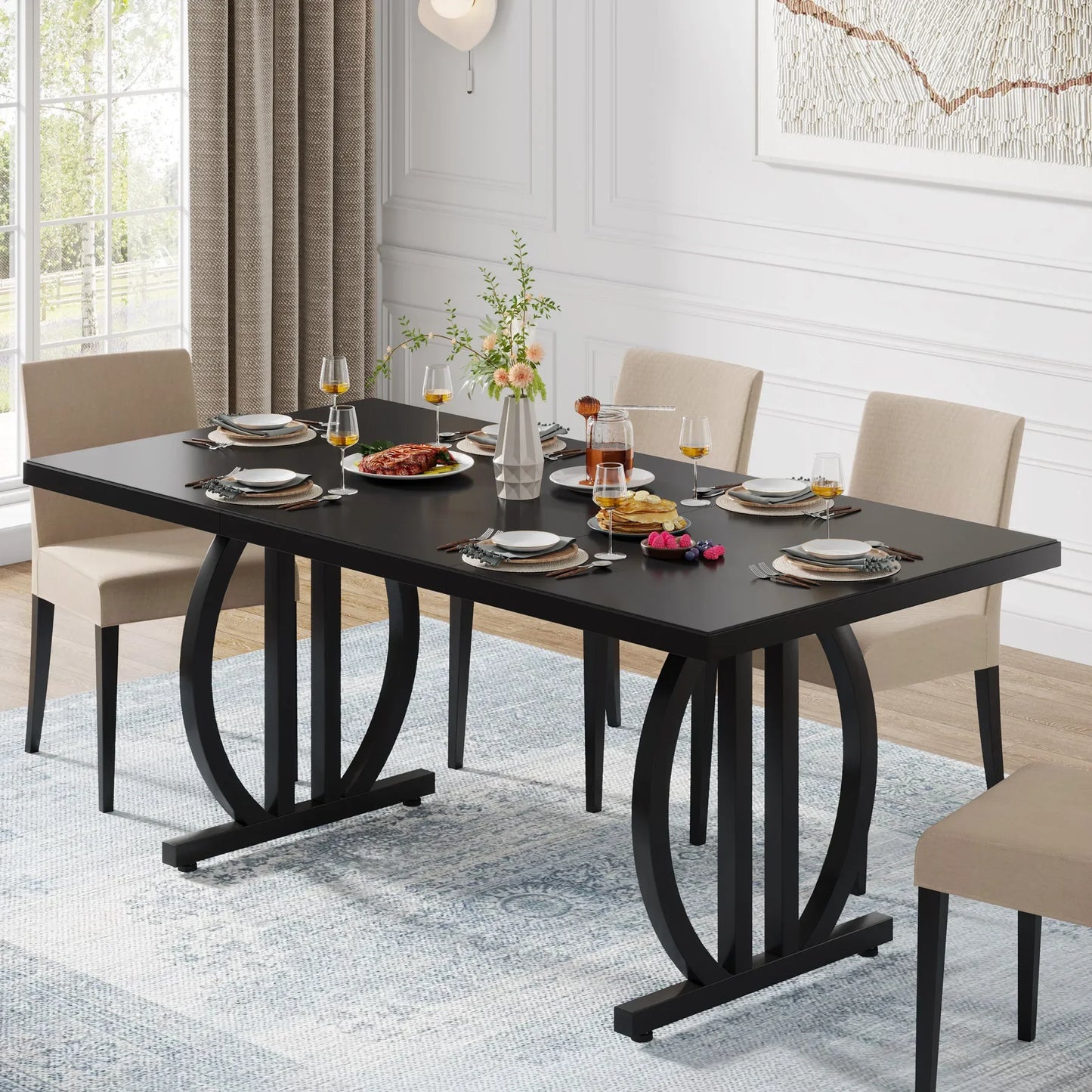 Tribesigns Modern Industrial Kitchen Dining Table With Metal Frame