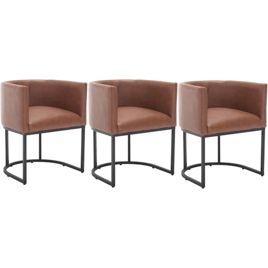 RBXC Faux Leather Upholstered Barrel Back Dining Chairs