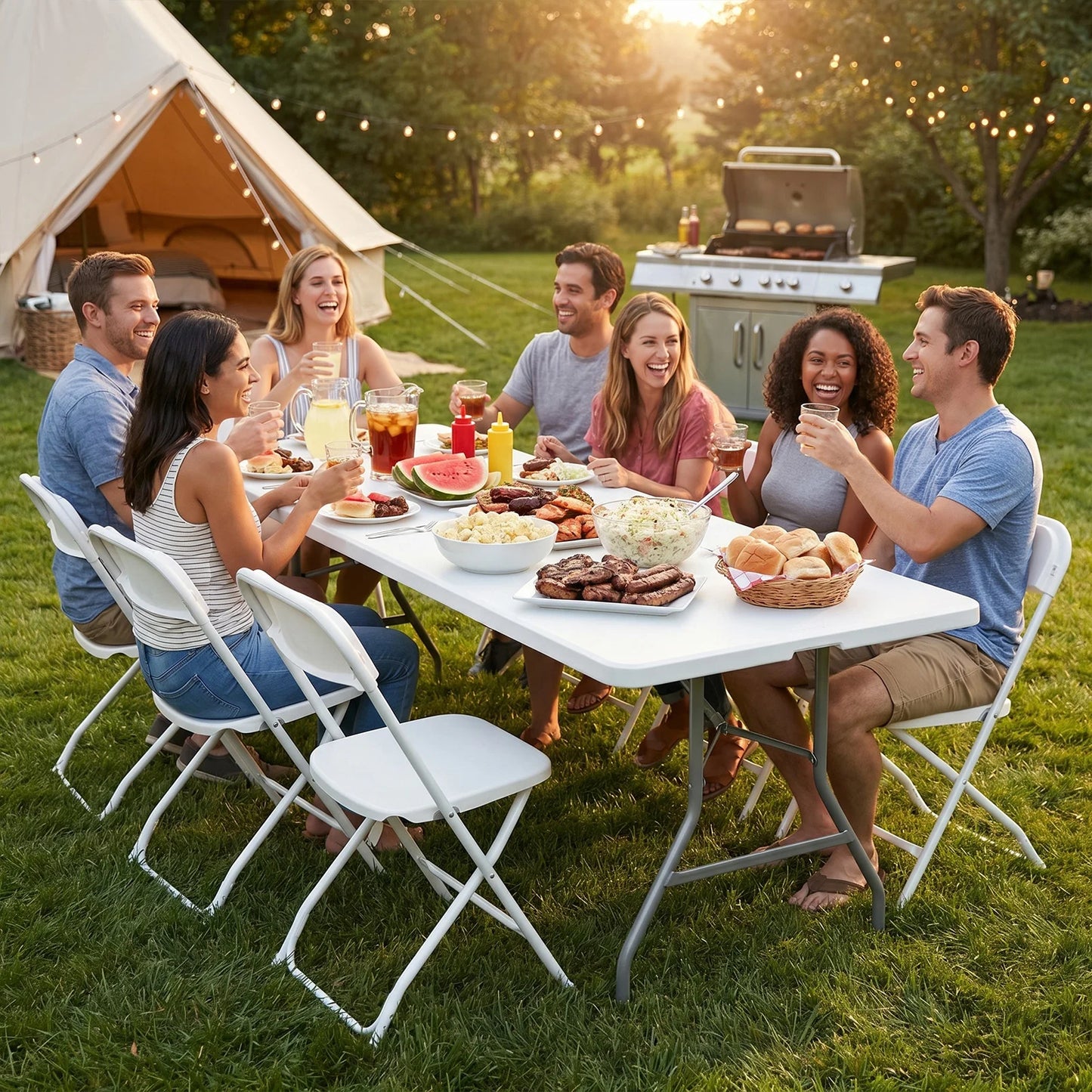 JHK Portable Folding Outdoor Indoor Heavy Duty Table