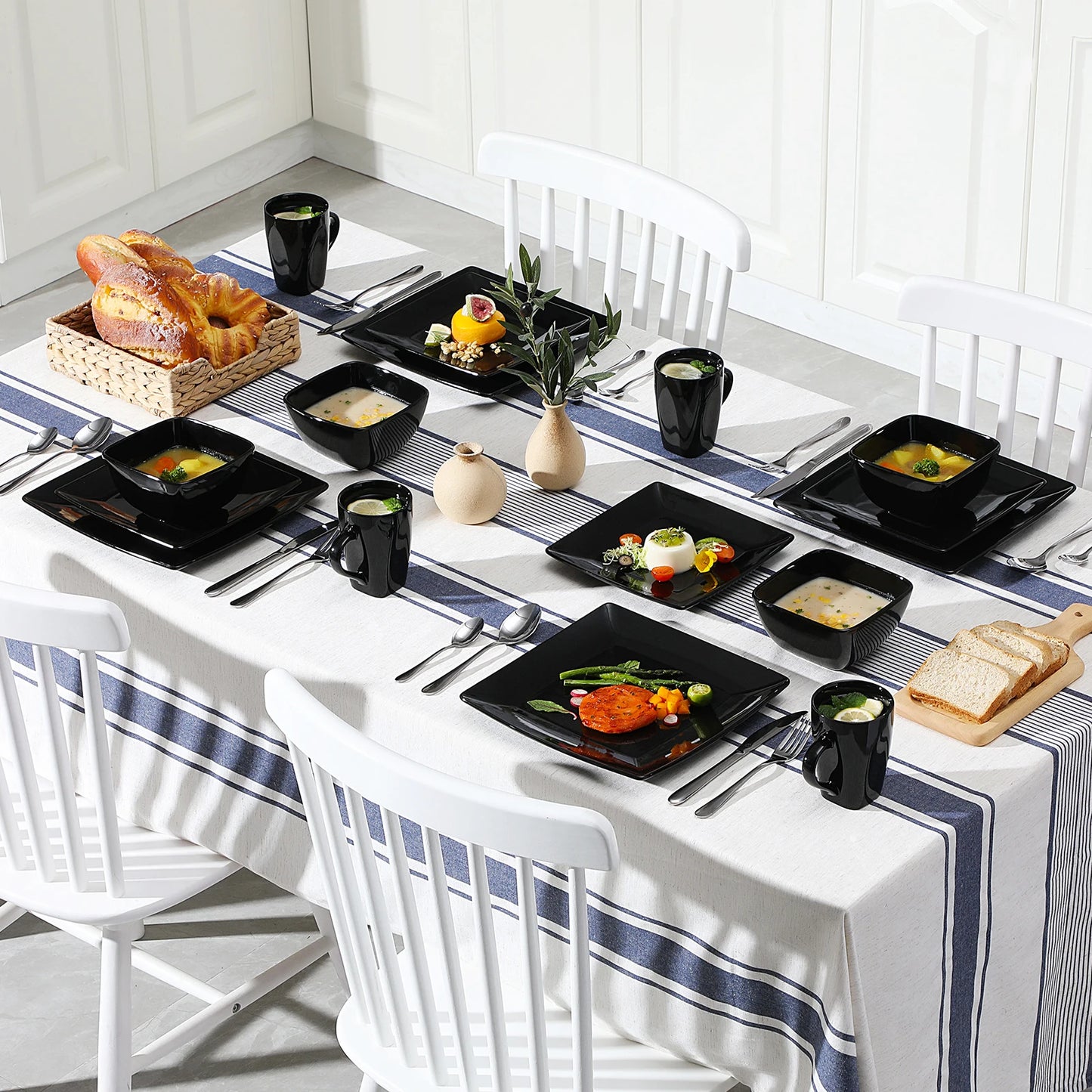 Malacasa Soho Square Porcelain Dinnerware Set Ceramic Dinnerware Collection