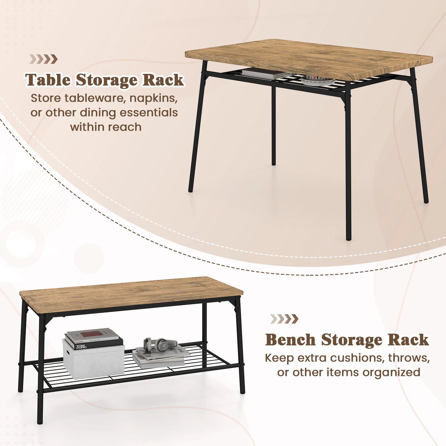 Homasis 4 Piece Dining Set With Bench And Two Chairs