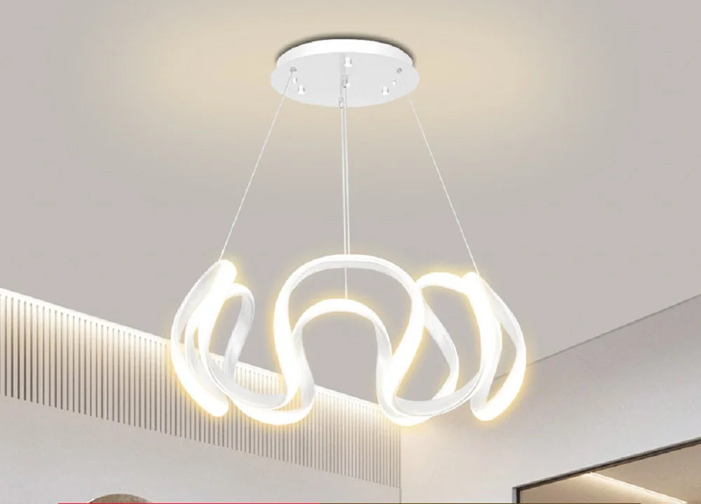 Vetrulus Polished Chrome Nordic Twisted LED Pendant Light Chandelier