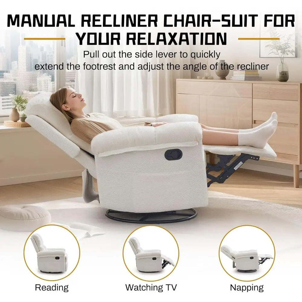 Manual Swivel Rocker Recliner Chair for Small Spaces
