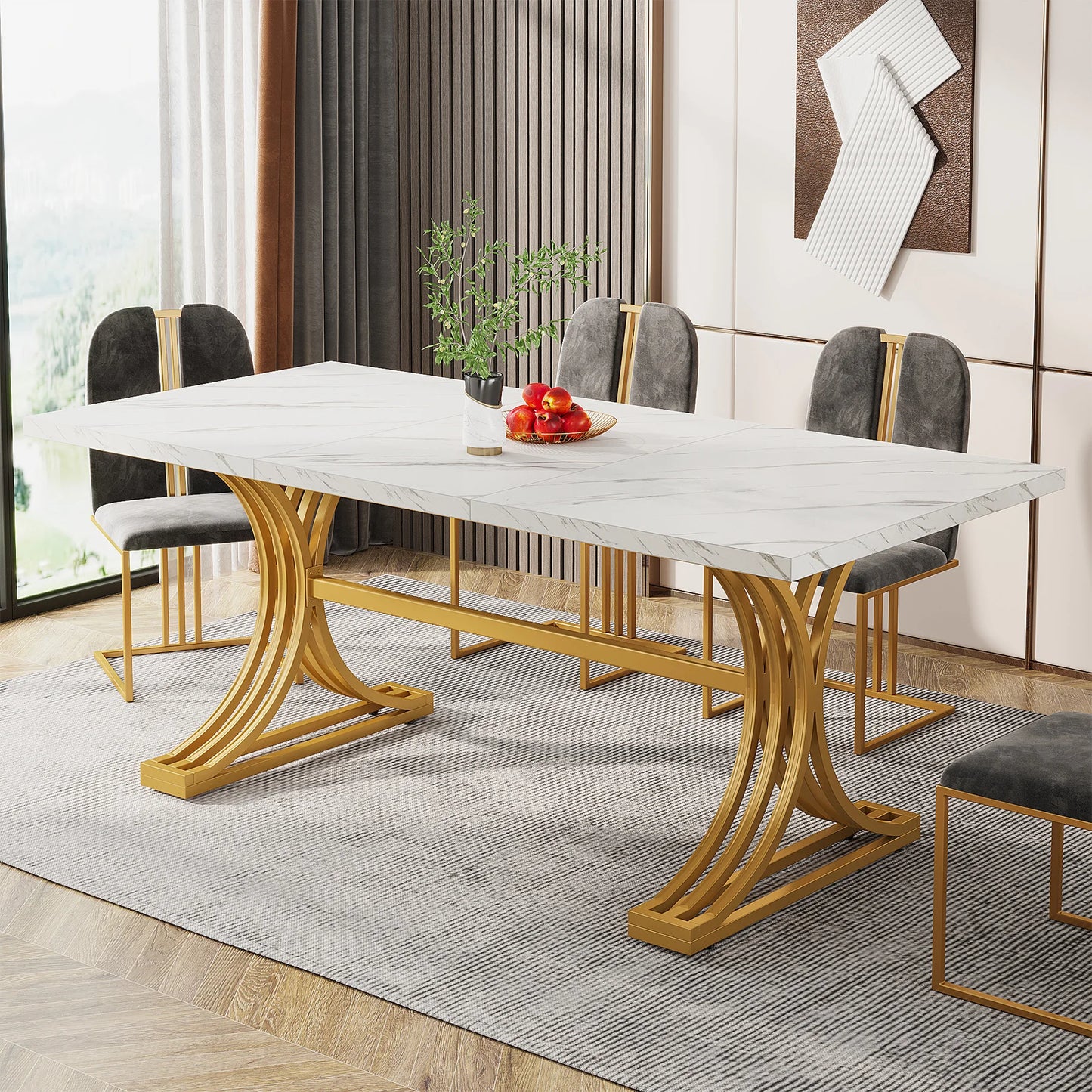 Tribesigns Dining Table For 4 To 6 With Faux Marble