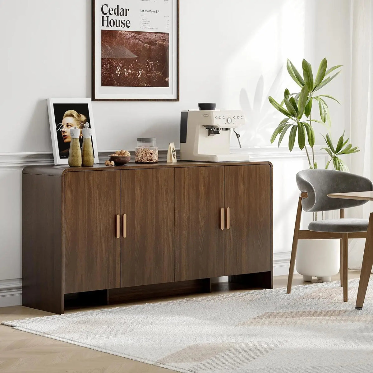 ONBRILL Mid Century Sideboard Cabinet With Adjustable Shelves