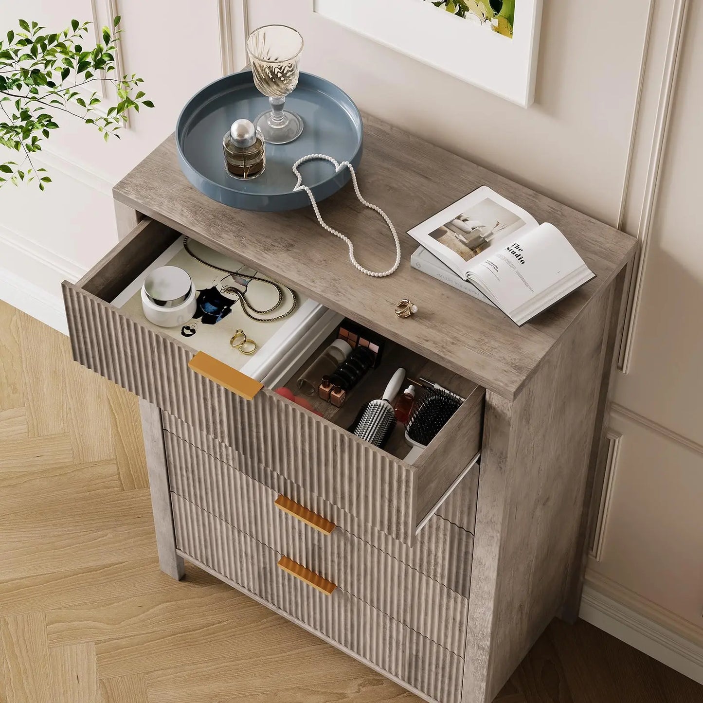 HiMISS 5 Drawer Dresser Modern Wood Storage Cabinet