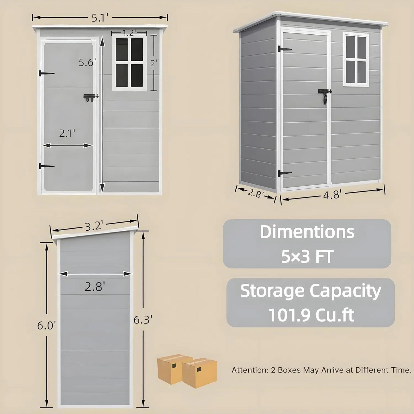 Resin Outdoor Storage Shed With Floor And Lockable Door