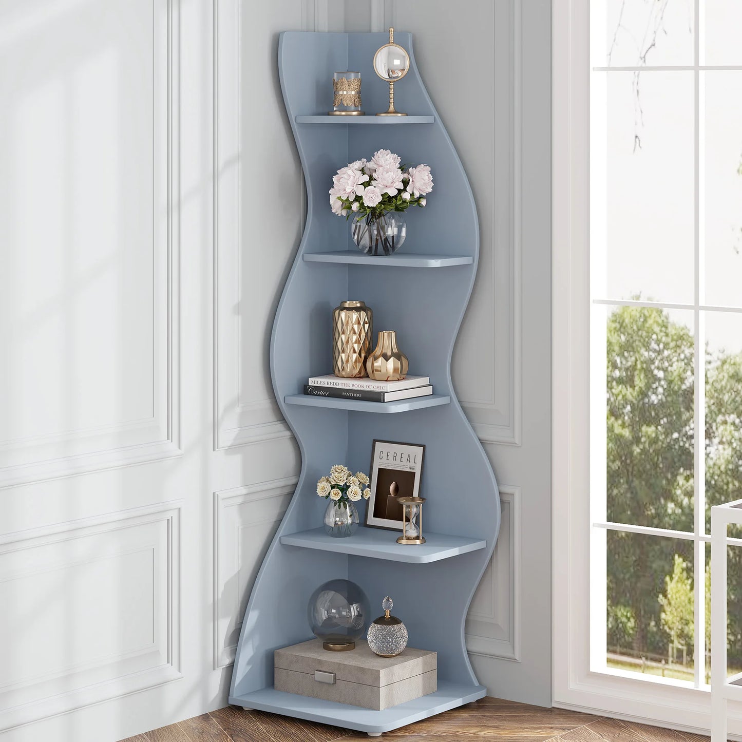 Tribesigns 5 Tier Corner Shelf Bookcase Storage Rack Plant Stand