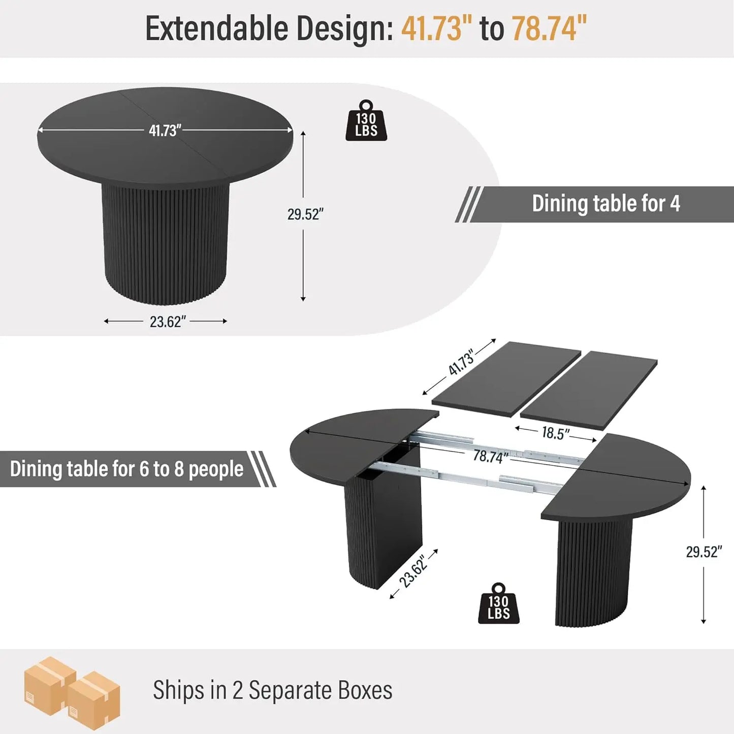 Extendable Dining Table With Fluted Base Modern Oval Design