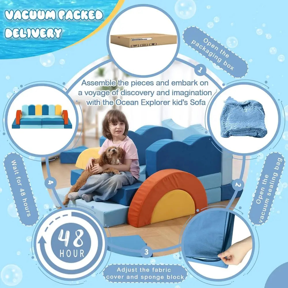LISM Ocean Theme Modular Kids Sofa Set For Playroom