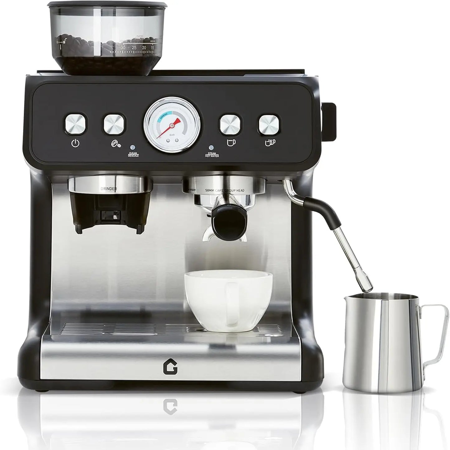 HiMISS Stainless Steel Espresso Machine With Built In Grinder